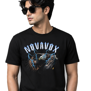 Men's Black Eagle Graphic Printed Cotton T-Shirt | Premium Casual Round Neck Tee